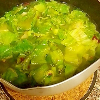 レタスの外葉とブロッコリーの葉のご飯スープ